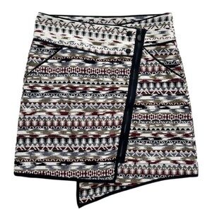 Patterned Wrap Skirt - Black, White, Cranberry, Khaki